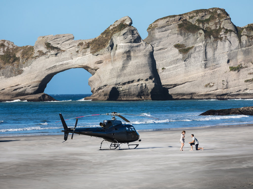 Beach Heli Propsal Couple