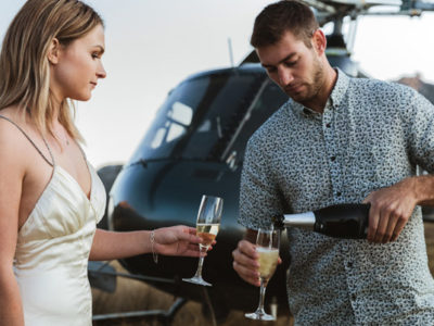 Champagne Couple Helicopter