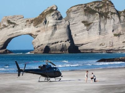 Heli Couple Propsal Wharariki Beach