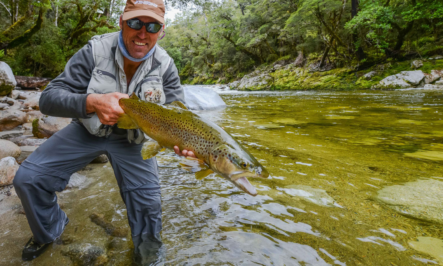 Brown trout fishing with Helicopters Nelson New Zealand