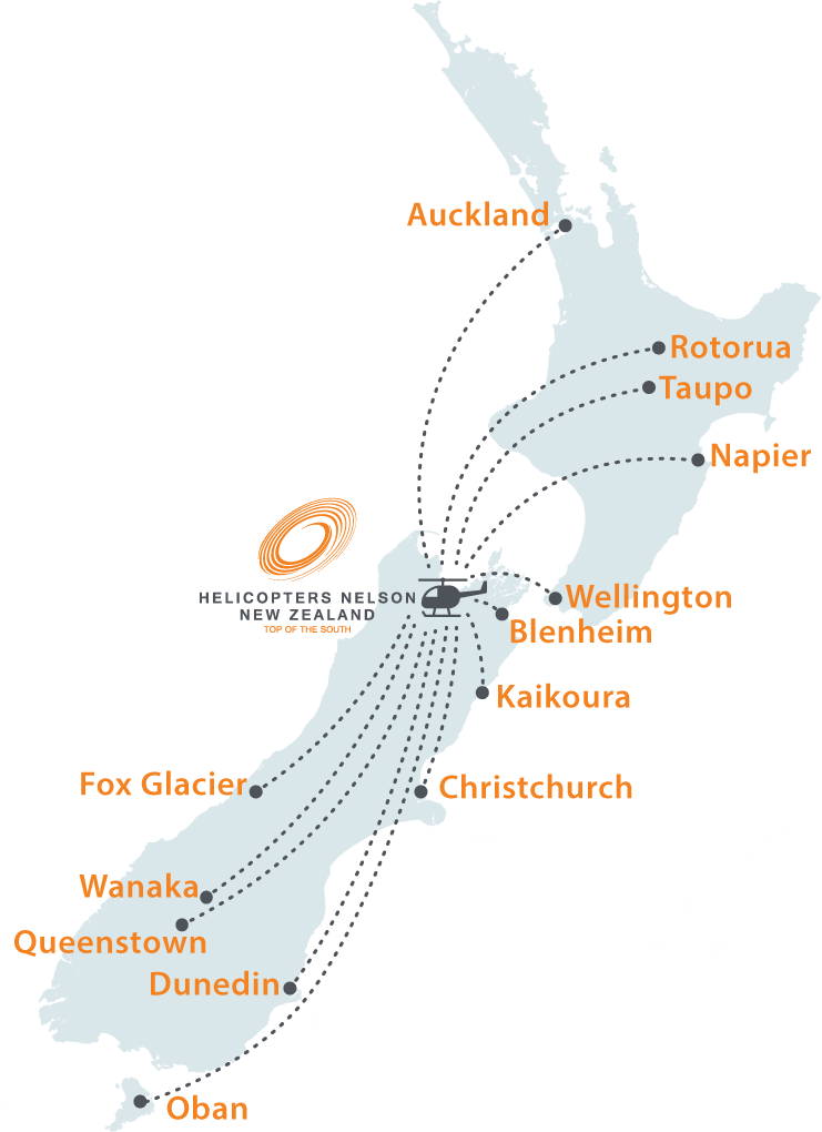 Helicopters NZ Charter Map Heilcopters NZ charter map